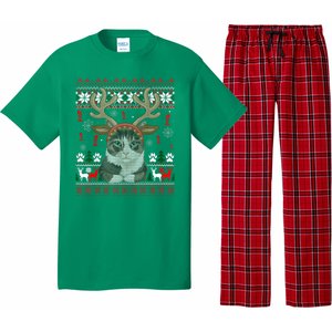 Cute Cat Ugly Christmas Sweater Pajama Set