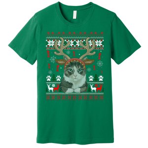 Cute Cat Ugly Christmas Sweater Premium T-Shirt