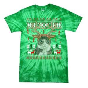 Cute Cat Ugly Christmas Sweater Tie-Dye T-Shirt