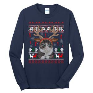 Cute Cat Ugly Christmas Sweater Tall Long Sleeve T-Shirt