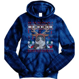 Cute Cat Ugly Christmas Sweater Tie Dye Hoodie