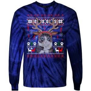 Cute Cat Ugly Christmas Sweater Tie-Dye Long Sleeve Shirt