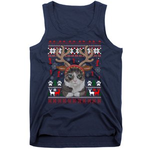 Cute Cat Ugly Christmas Sweater Tank Top