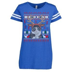 Cute Cat Ugly Christmas Sweater Enza Ladies Jersey Football T-Shirt