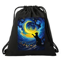 Curious Cat Under Colorful Swirls Graphic Art Cat Lovers Drawstring Bag