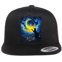 Curious Cat Under Colorful Swirls Graphic Art Cat Lovers Flat Bill Trucker Hat