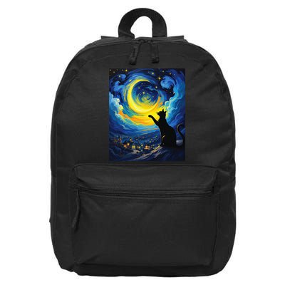 Curious Cat Under Colorful Swirls Graphic Art Cat Lovers 16 in Basic Backpack