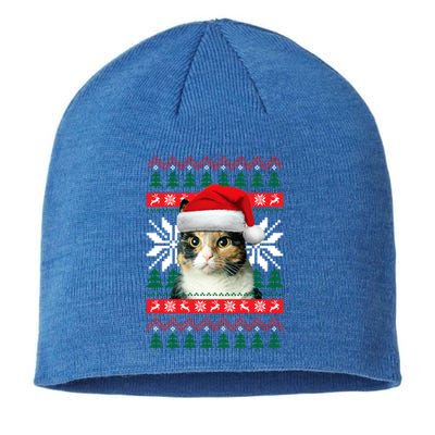 Calico Cat Ugly Christmas Style Santa Hat Kitty Mom Meaningful Gift Sustainable Beanie