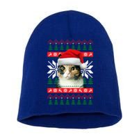 Calico Cat Ugly Christmas Style Santa Hat Kitty Mom Meaningful Gift Short Acrylic Beanie