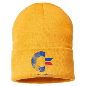 Commodore C64 Uppercase Letter Stone Washed Grunge Effect Sustainable Knit Beanie