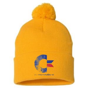 Commodore C64 Uppercase Letter Stone Washed Grunge Effect Pom Pom 12in Knit Beanie