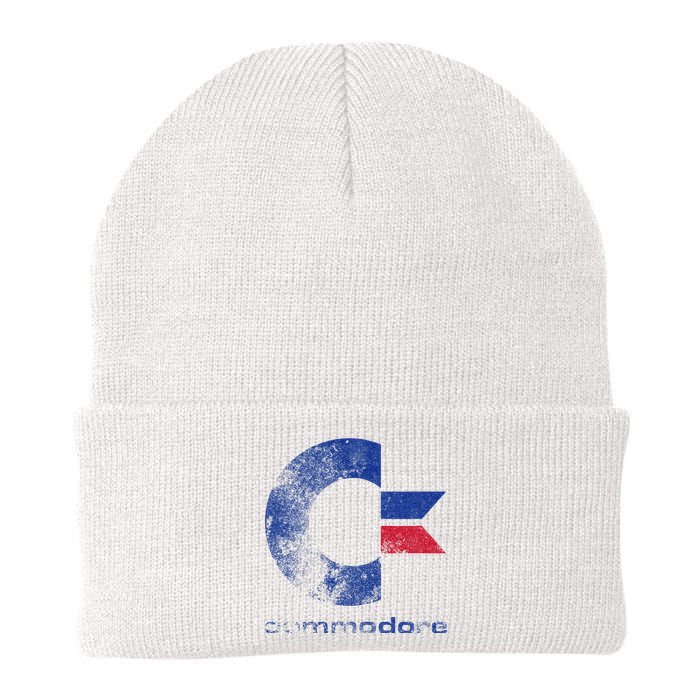 Commodore C64 Uppercase Letter Stone Washed Grunge Effect Knit Cap Winter Beanie