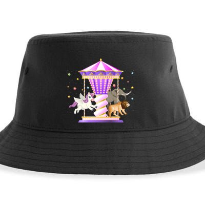 Circus Carousel Unicorn Lion Elephant Amuset Park Meaningful Gift Sustainable Bucket Hat