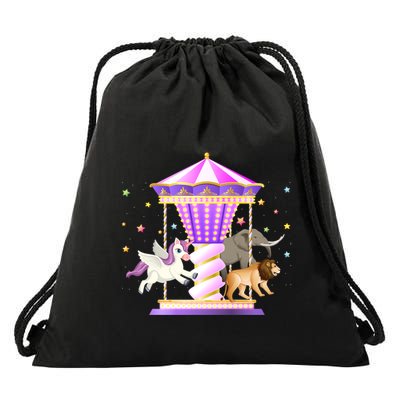 Circus Carousel Unicorn Lion Elephant Amuset Park Meaningful Gift Drawstring Bag