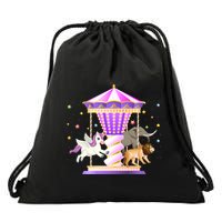 Circus Carousel Unicorn Lion Elephant Amuset Park Meaningful Gift Drawstring Bag