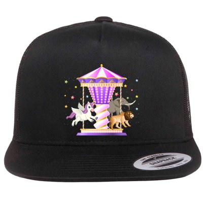 Circus Carousel Unicorn Lion Elephant Amuset Park Meaningful Gift Flatbill Hat