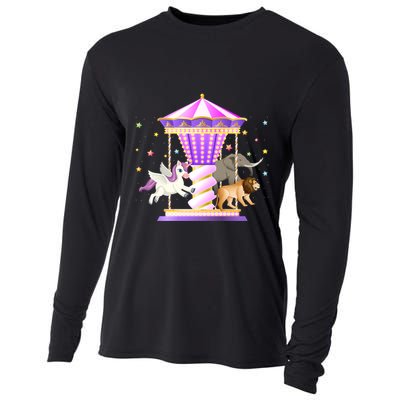 Circus Carousel Unicorn Lion Elephant Amuset Park Meaningful Gift Cooling Performance Long Sleeve Crew