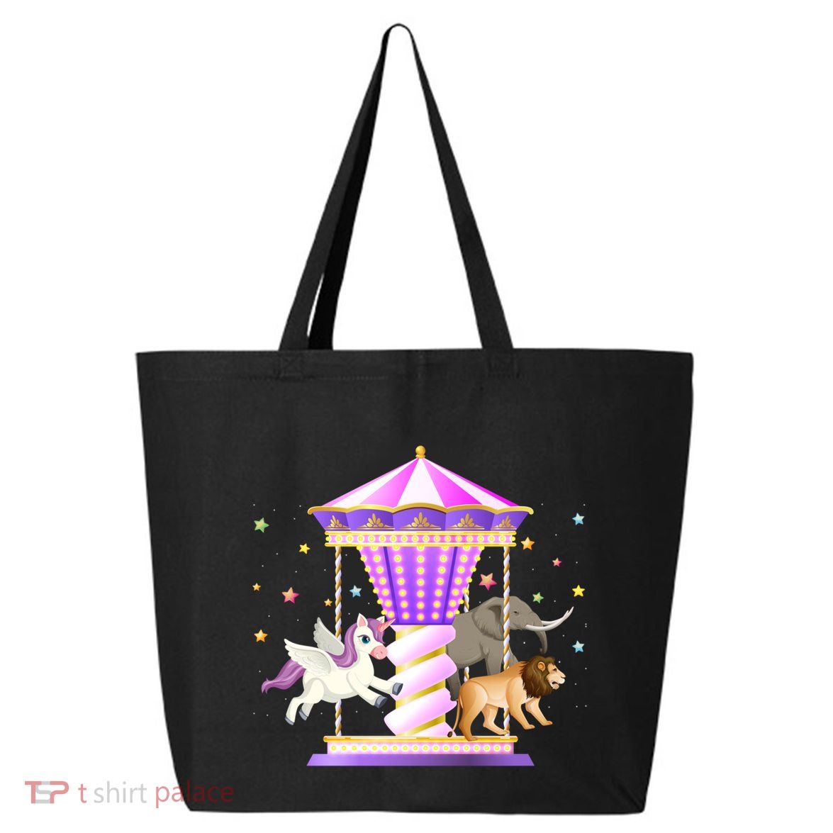 Circus Carousel Unicorn Lion Elephant Amuset Park Meaningful Gift 25L Jumbo Tote