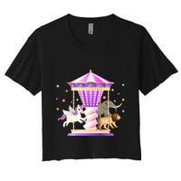 Circus Carousel Unicorn Lion Elephant Amuset Park Meaningful Gift Crop Top