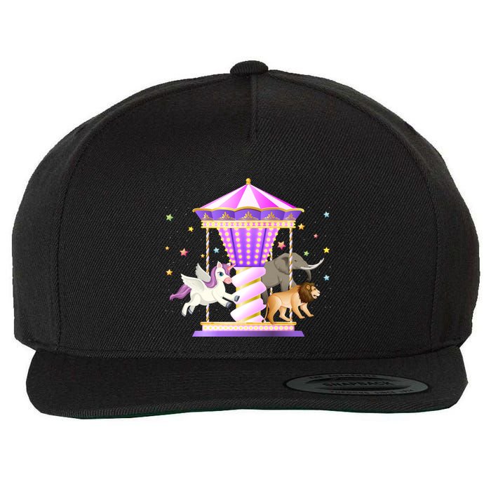 Circus Carousel Unicorn Lion Elephant Amuset Park Meaningful Gift Wool Snapback Cap