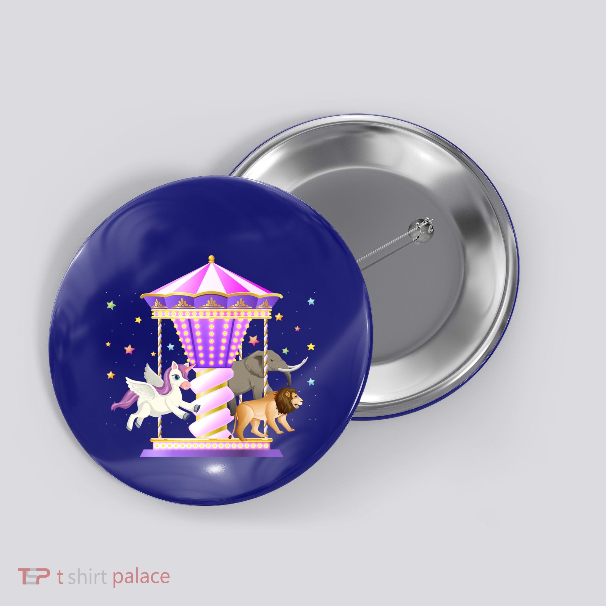 Circus Carousel Unicorn Lion Elephant Amuset Park Meaningful Gift Button