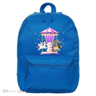Circus Carousel Unicorn Lion Elephant Amuset Park Meaningful Gift 16 in Basic Backpack