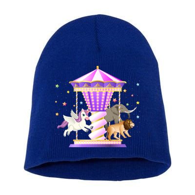 Circus Carousel Unicorn Lion Elephant Amuset Park Meaningful Gift Short Acrylic Beanie