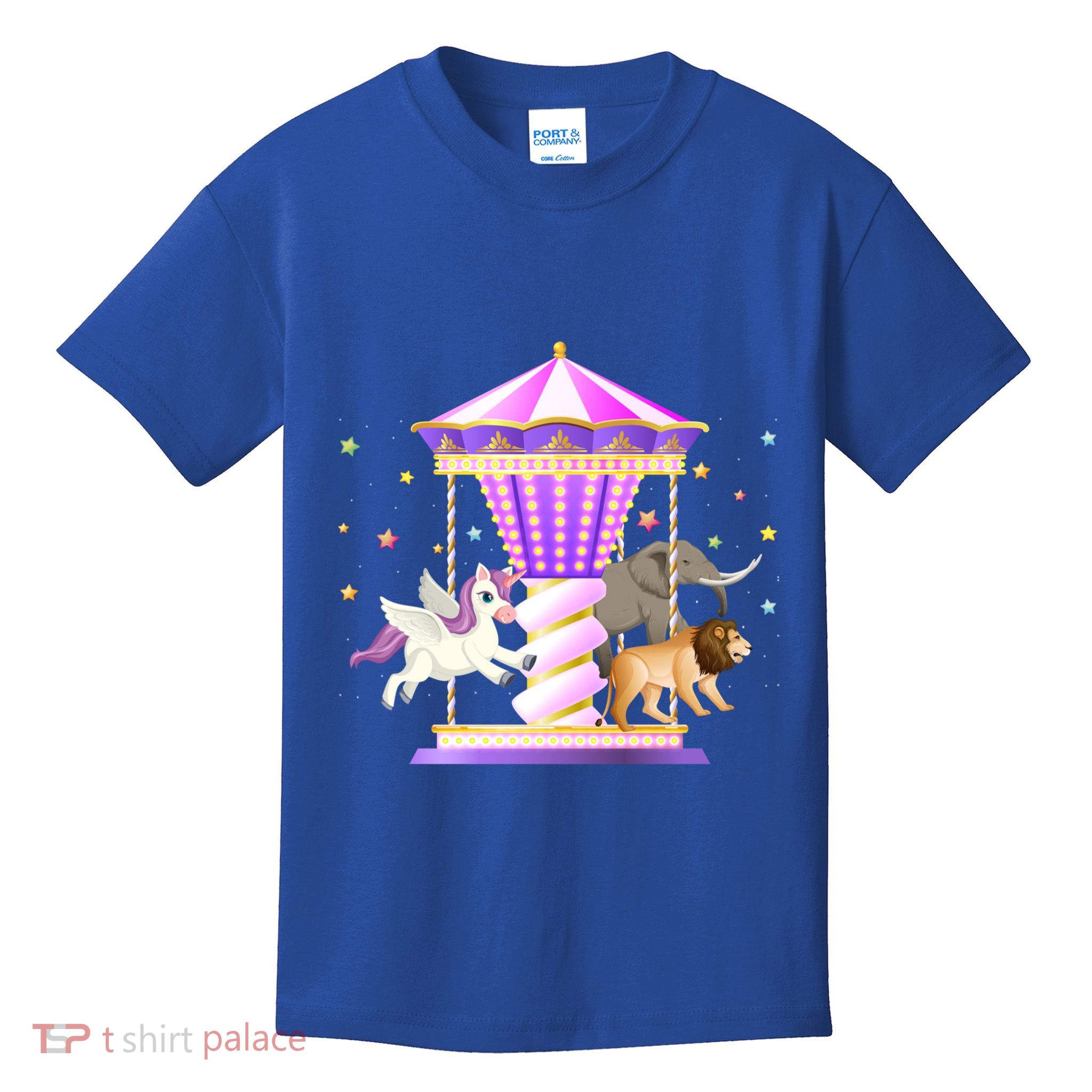 Circus Carousel Unicorn Lion Elephant Amuset Park Meaningful Gift Kids T-Shirt