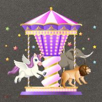 Circus Carousel Unicorn Lion Elephant Amuset Park Meaningful Gift Cotton Canvas Backpack
