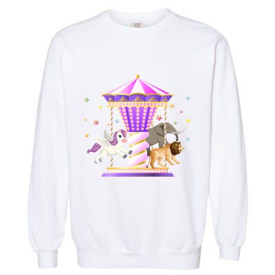 Circus Carousel Unicorn Lion Elephant Amuset Park Meaningful Gift Garment-Dyed Sweatshirt