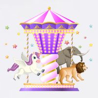 Circus Carousel Unicorn Lion Elephant Amuset Park Meaningful Gift Garment-Dyed Sweatshirt