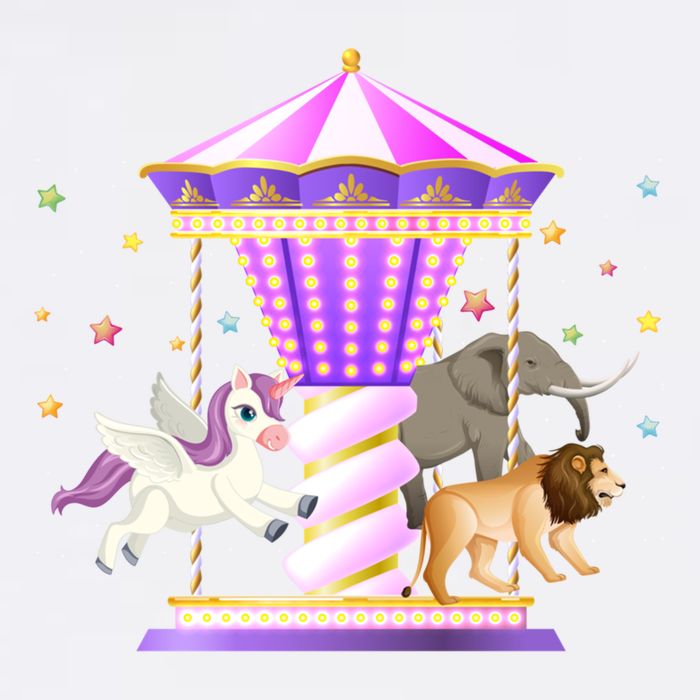 Circus Carousel Unicorn Lion Elephant Amuset Park Meaningful Gift Garment-Dyed Sweatshirt
