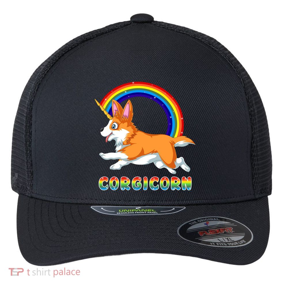 Corgicorn Corgi Unicorn Flexfit Unipanel Trucker Cap