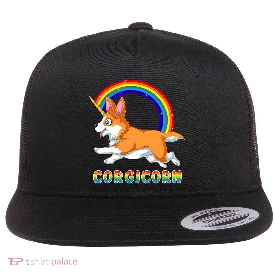 Corgicorn Corgi Unicorn Flatbill Hat