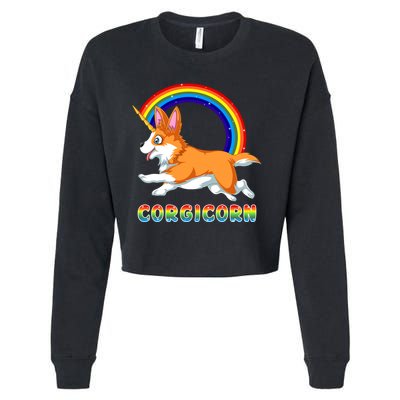 Corgicorn Corgi Unicorn Cropped Pullover Crew