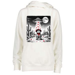 Cowboy Cat Ufo Meme Funny Cat Ufos ValentineS Day Cat Lover Womens Funnel Neck Pullover Hood