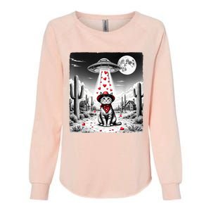 Cowboy Cat Ufo Meme Funny Cat Ufos ValentineS Day Cat Lover Womens California Wash Sweatshirt