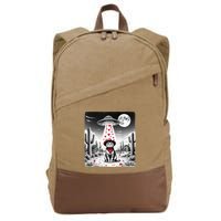 Cowboy Cat Ufo Meme Funny Cat Ufos ValentineS Day Cat Lover Cotton Canvas Backpack