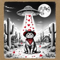Cowboy Cat Ufo Meme Funny Cat Ufos ValentineS Day Cat Lover Cotton Canvas Backpack