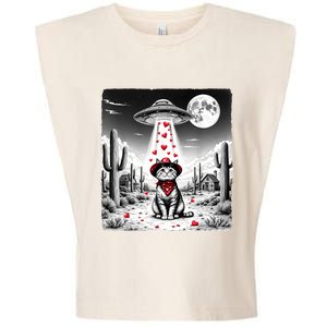 Cowboy Cat Ufo Meme Funny Cat Ufos ValentineS Day Cat Lover Garment-Dyed Women's Muscle Tee