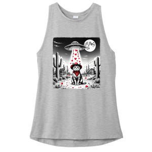 Cowboy Cat Ufo Meme Funny Cat Ufos ValentineS Day Cat Lover Ladies PosiCharge Tri-Blend Wicking Tank