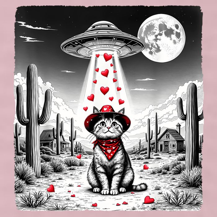 Cowboy Cat Ufo Meme Funny Cat Ufos ValentineS Day Cat Lover 25L Jumbo Tote