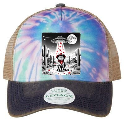 Cowboy Cat Ufo Meme Funny Cat Ufos ValentineS Day Cat Lover Legacy Tie Dye Trucker Hat