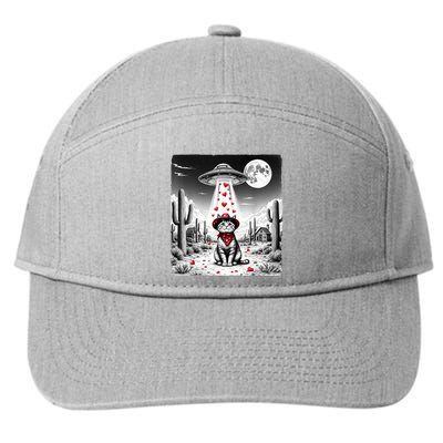 Cowboy Cat Ufo Meme Funny Cat Ufos ValentineS Day Cat Lover 7-Panel Snapback Hat