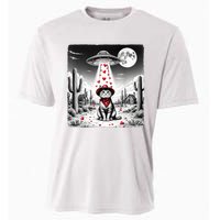 Cowboy Cat Ufo Meme Funny Cat Ufos ValentineS Day Cat Lover Cooling Performance Crew T-Shirt