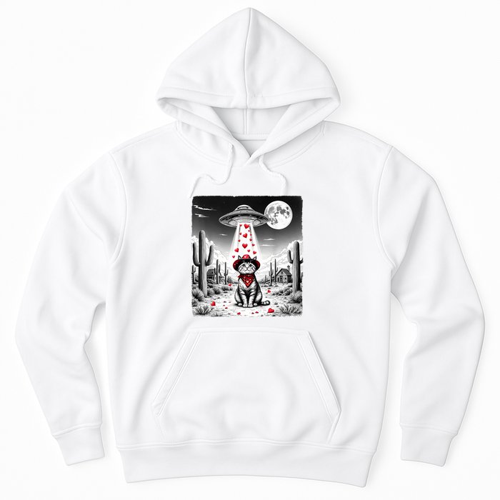 Cowboy Cat Ufo Meme Funny Cat Ufos ValentineS Day Cat Lover Hoodie
