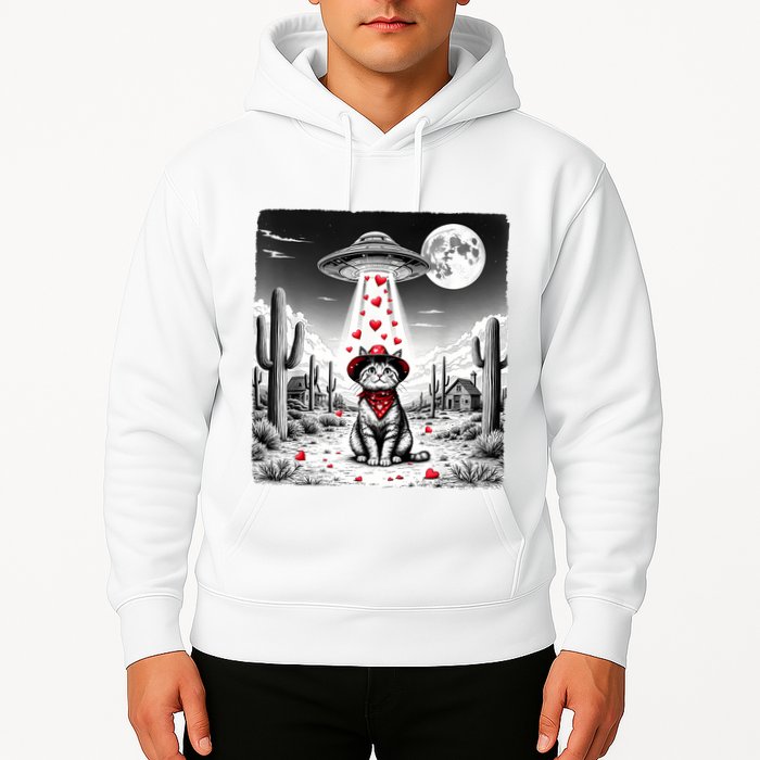 Cowboy Cat Ufo Meme Funny Cat Ufos ValentineS Day Cat Lover Hoodie