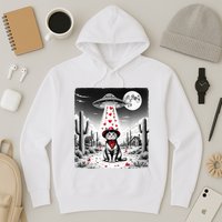 Cowboy Cat Ufo Meme Funny Cat Ufos ValentineS Day Cat Lover Hoodie