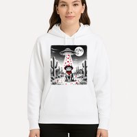 Cowboy Cat Ufo Meme Funny Cat Ufos ValentineS Day Cat Lover Hoodie