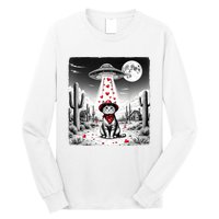 Cowboy Cat Ufo Meme Funny Cat Ufos ValentineS Day Cat Lover Long Sleeve Shirt